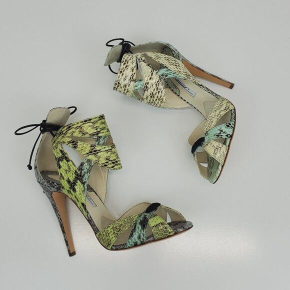 MISMATCHED Brian Atwood Uma Snakeskin Multicolored High Heels Sandals SH-034 - Picture 11 of 15